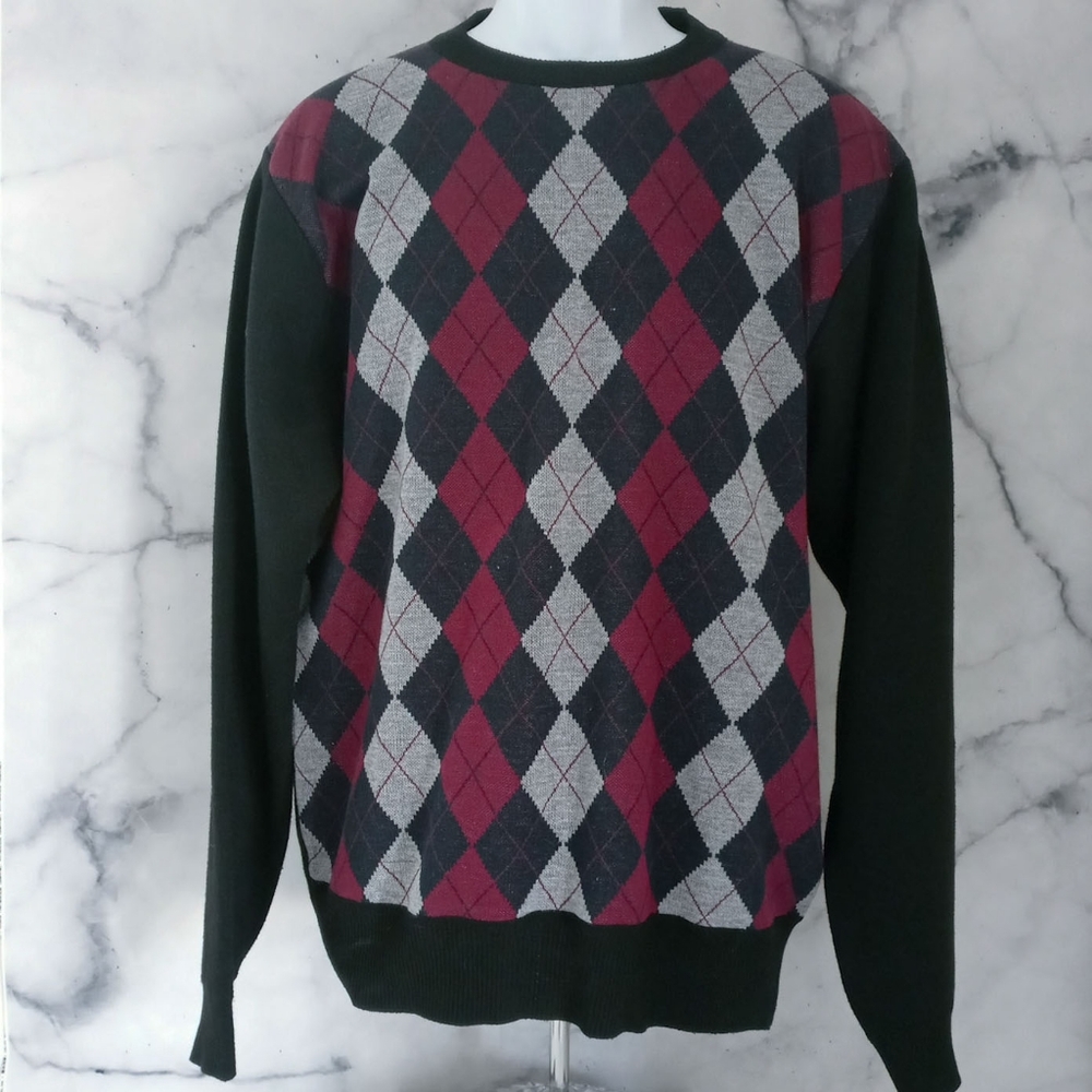 Johnny J Mens Diamond Argyle Sweater
